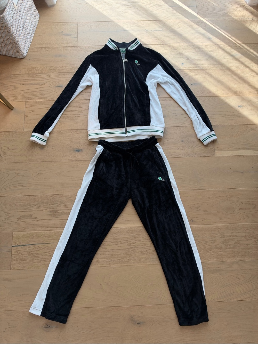 Women’s Black and White Velour Track Set - The Ace Club